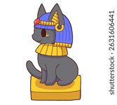 Side View Chibi Bastet Cute Egyptian Cat Goddess