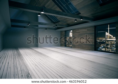 Similar – dark house at night with illuminated windows