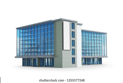 Side View Of The Office Building. 3d Illustration