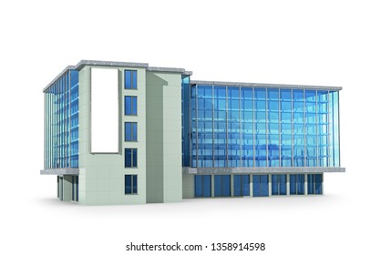 Side View Of The Office Building. 3d Illustration