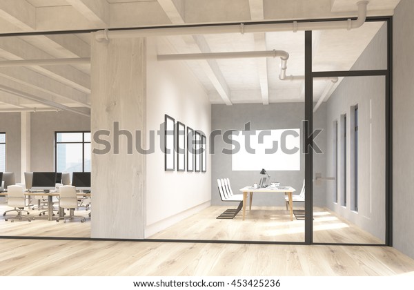 Side View Office Conference Room Interior Stockillustration