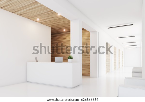 Side View Reception Desk Standing Office Stock Illustration 626866634