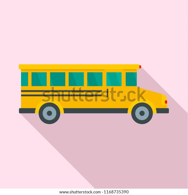 Side view of school bus icon.\
Flat illustration of side view of school bus icon for web\
design