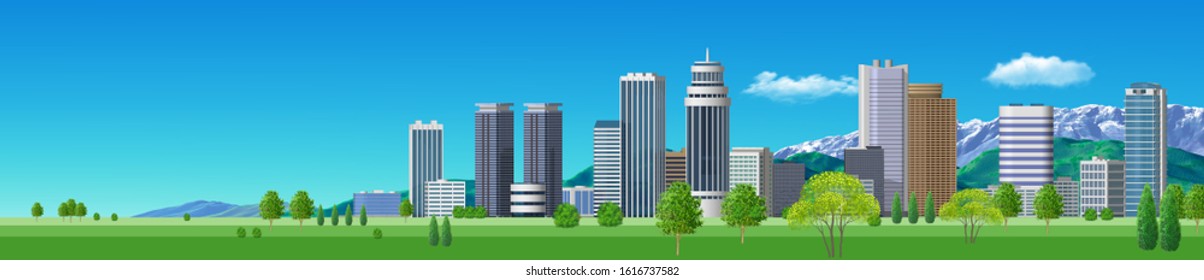 Side view of skyscraper landscape