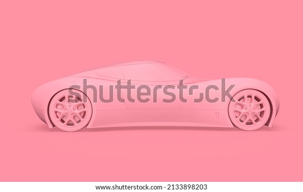side view of the sport car in minimalism\
concept on pastel background, 3d\
illustration