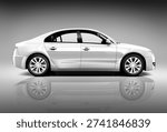 Side view studio shot of white car.