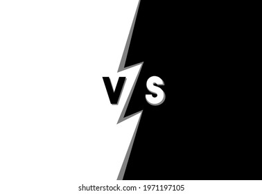 A Side (white) Versus Another (black), Made As A Split Screen In A Bold Cartoonish Style With The Text VS, A Lightning In The Middle, And Copy Space.
