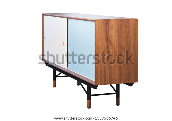 Sideboard Retractable Shelves Wooden Chest Drawers Stock