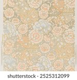 Sidewall, floral pattern. Vintage flower wall pattern drawing. Vintage flower botanical art drawing illustration, old painting art print of floral pattern on a wall.