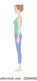 Sideways Woman Standing With Correct Posture