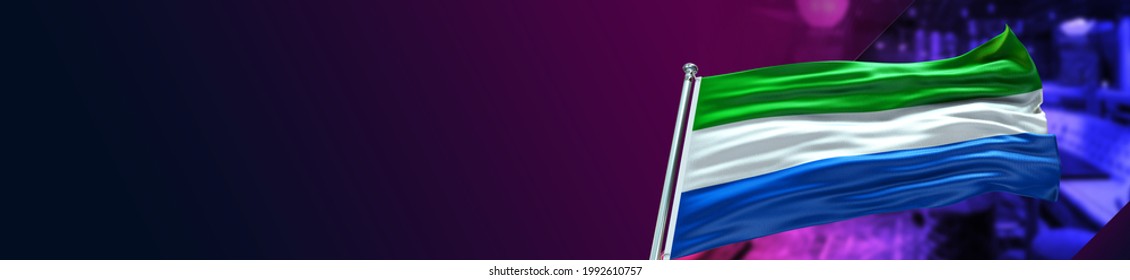 Sierra Leone Flag With Night Club And Large Gradient - 3D Illustration - 3D Render  