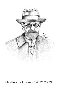 Sigismund Schlomo Freud Portrait Drawing