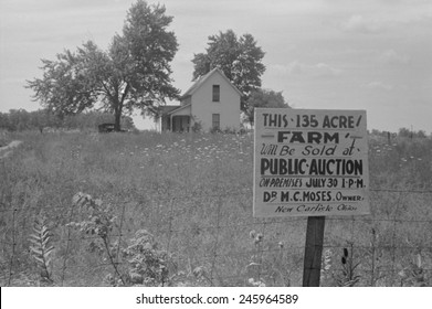 Sign Advertising Farm Auction New Carlisle Ohio. Photo By Ben Shahn Summer 1938.