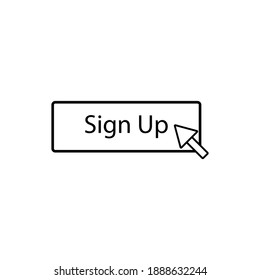 Sign Up Button Icon, Mouse Pointer, Flat, Isolated.