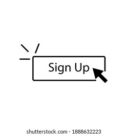 Sign Up Click Icon, Mouse Pointer, Isolated, Flat.