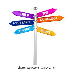 Sign Directions Support Help Tips Advice Guidance Assistance