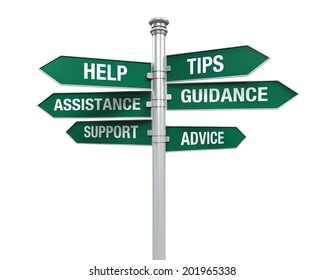 Sign Directions Support Help Tips Advice Guidance Assistance