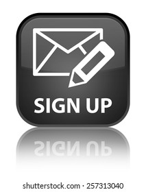 Sign Up (edit Mail Icon) Black Square Button