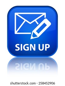 Sign Up (edit Mail Icon) Blue Square Button