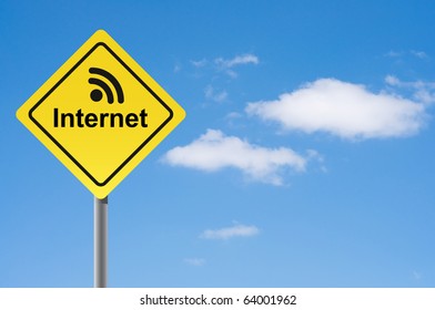 Sign internet  broadcasting sky background.