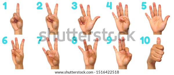 Sign Language Numbers 110 Deaf Fingerspelling Stock Illustration 1516422518