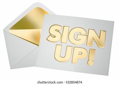 Sign Up Register Invitation Envelope Join Us 3d Illustration