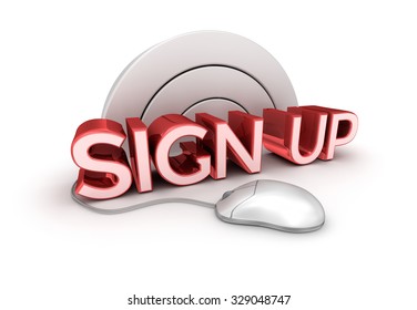 Sign Up text,  3d Concept isolated on white