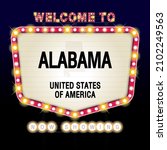 The Sign United states of America with message, Alabama and map on Showtime Sign Theatre Background vector art image illustration.