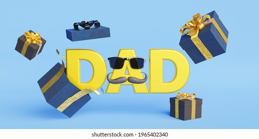 sign with the word DAD and gifts floating around. father's day. 3d render - Powered by Shutterstock