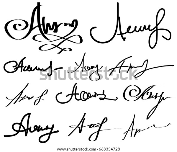 Signature Begins Letter Various Signature Options Stock Illustration