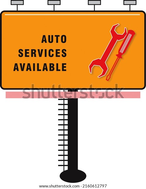 signpost for car service and gas station.\
Billboard transportation poster\
illustration.