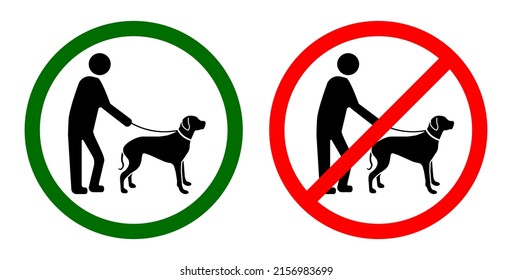 Signs ALL PETS MUST BE ON A LEASH And NO DOGS ALLOWED On White Background, Collage. Illustration