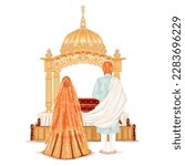 Sikh Couple Anand Karaj Wedding Illustration