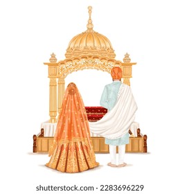 Sikh Couple Anand Karaj Wedding Illustration - Powered by Shutterstock