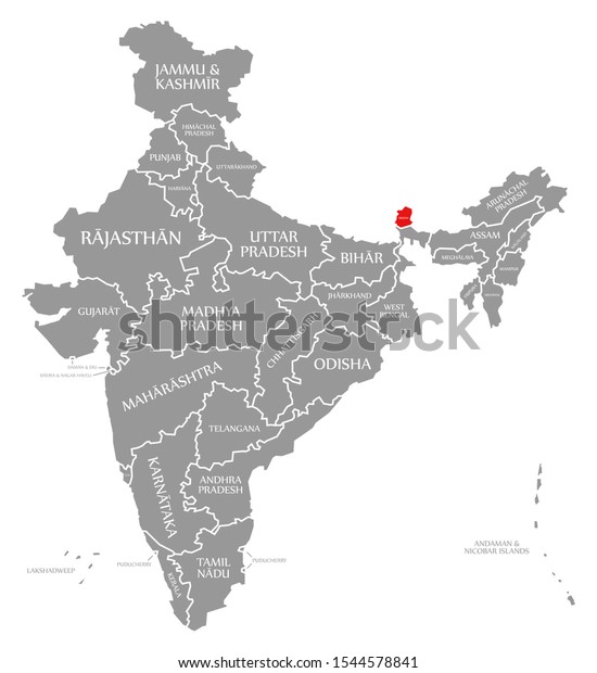 Sikkim On India Political Map Sikkim Red Highlighted Map India Stock Illustration 1544578841 |  Shutterstock