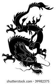 Silhouette Ancient Chinese Dragon Stock Illustration 39982375 ...