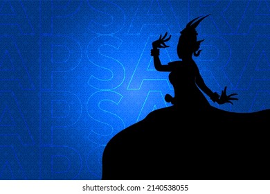Silhouette of Apsara dancing over luxury background, Cambodia Apsara drawing isolation background, Apsara traditional drawing, apsara flat drawing template. Illustration.