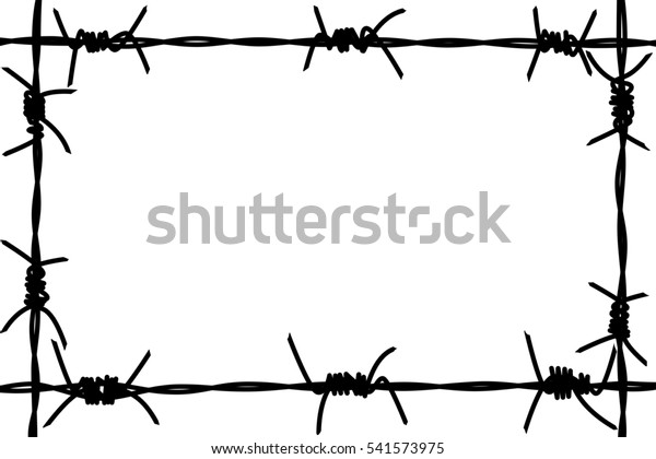 Silhouette Barbed Wire Frame On White Stock Illustration 541573975