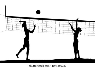 silhouette of beach Volleyball player on the beach  - Powered by Shutterstock