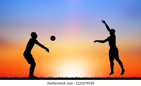 silhouette of beach Volleyball player on the beach  - Powered by Shutterstock