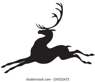 Silhouette Beautiful Christmas Prancing Reindeer 