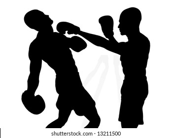 Silhouette Boxer Punching Another Boxer Stock Illustration 13211500 