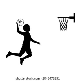 Silhouette boy playing basketball sport. Illustration icon symbol JPG - Powered by Shutterstock