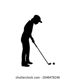 Silhouette boy playing golf sport. Illustration icon symbol JPG - Powered by Shutterstock