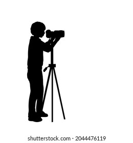 Silhouette boy teenage with photo camera. Illustration icon JPG - Powered by Shutterstock