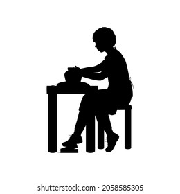 Silhouette boy working on pottery wheel. Illustration icon logo symbol   - Powered by Shutterstock