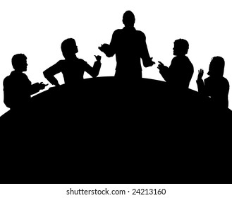 Silhouette Of A Business Meeting (vector File Also Available)