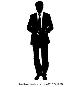 Silhouette Businessman Man Suit Tie On Stock Illustration 604160870 ...