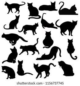 Silhouette Cats Black Illustration Stock Illustration 1156737745 ...