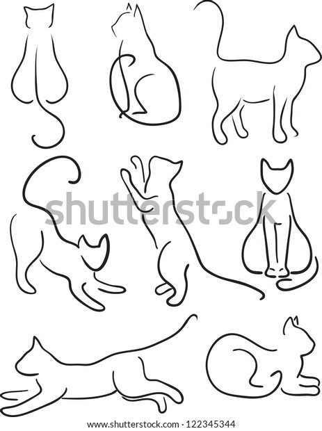 cat plaaying outside lineart